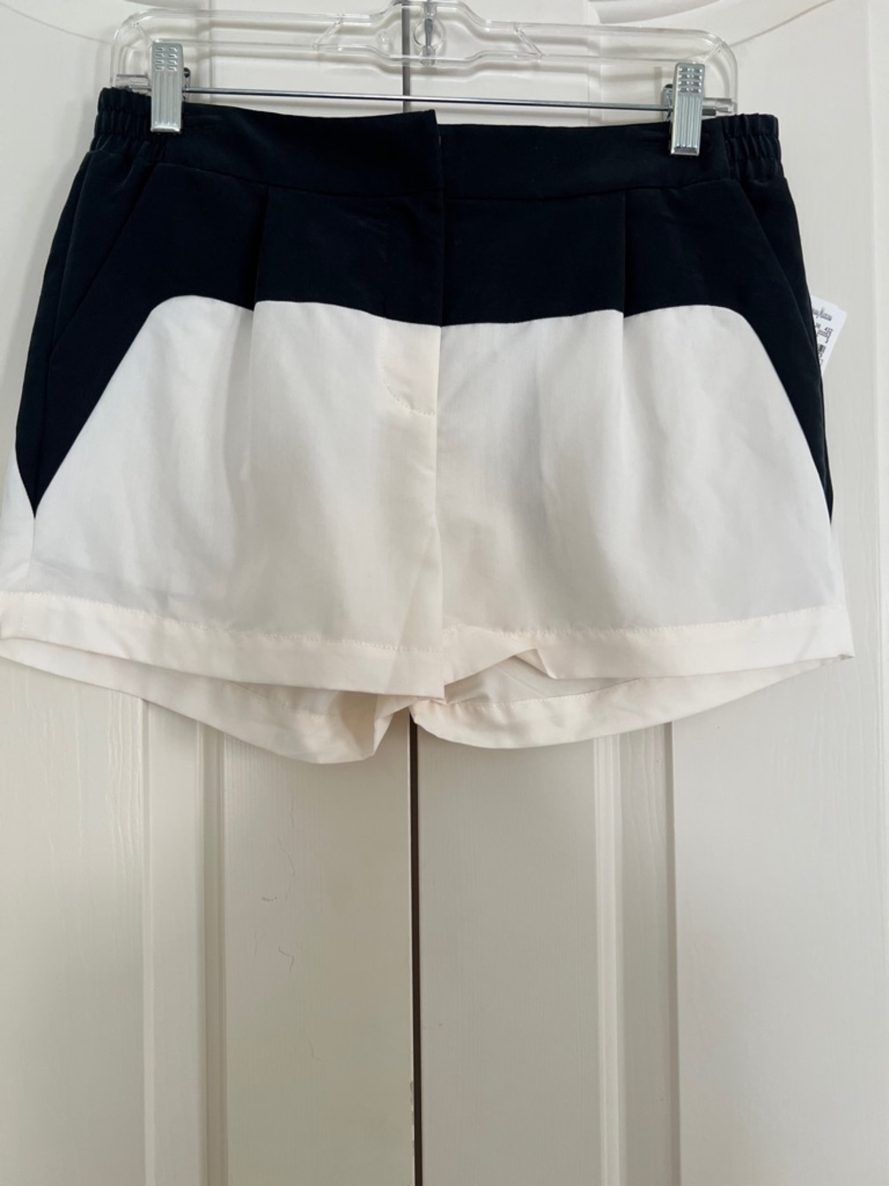 Stella & Jamie Black and White Colorblock High Waist Shorts